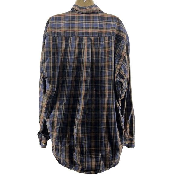 Burberry London Mens Shirt Blue Tan Plaid Xlarge - Picture 7 of 7